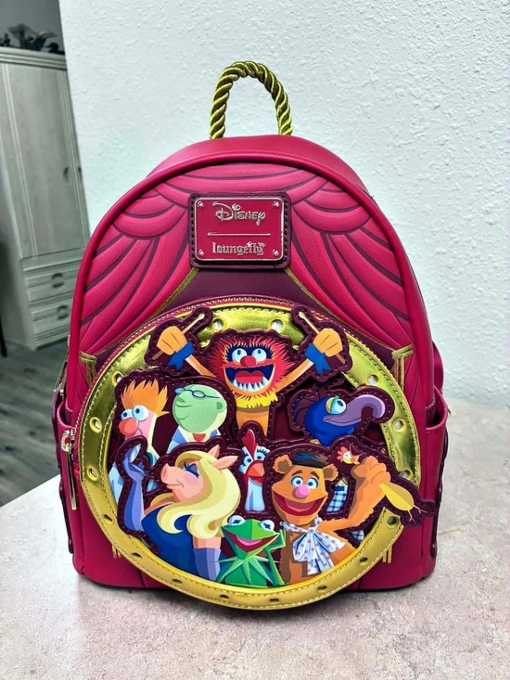 Loungefly Disney The Muppets Theater Light-Up Mini Backpack Pink & Green